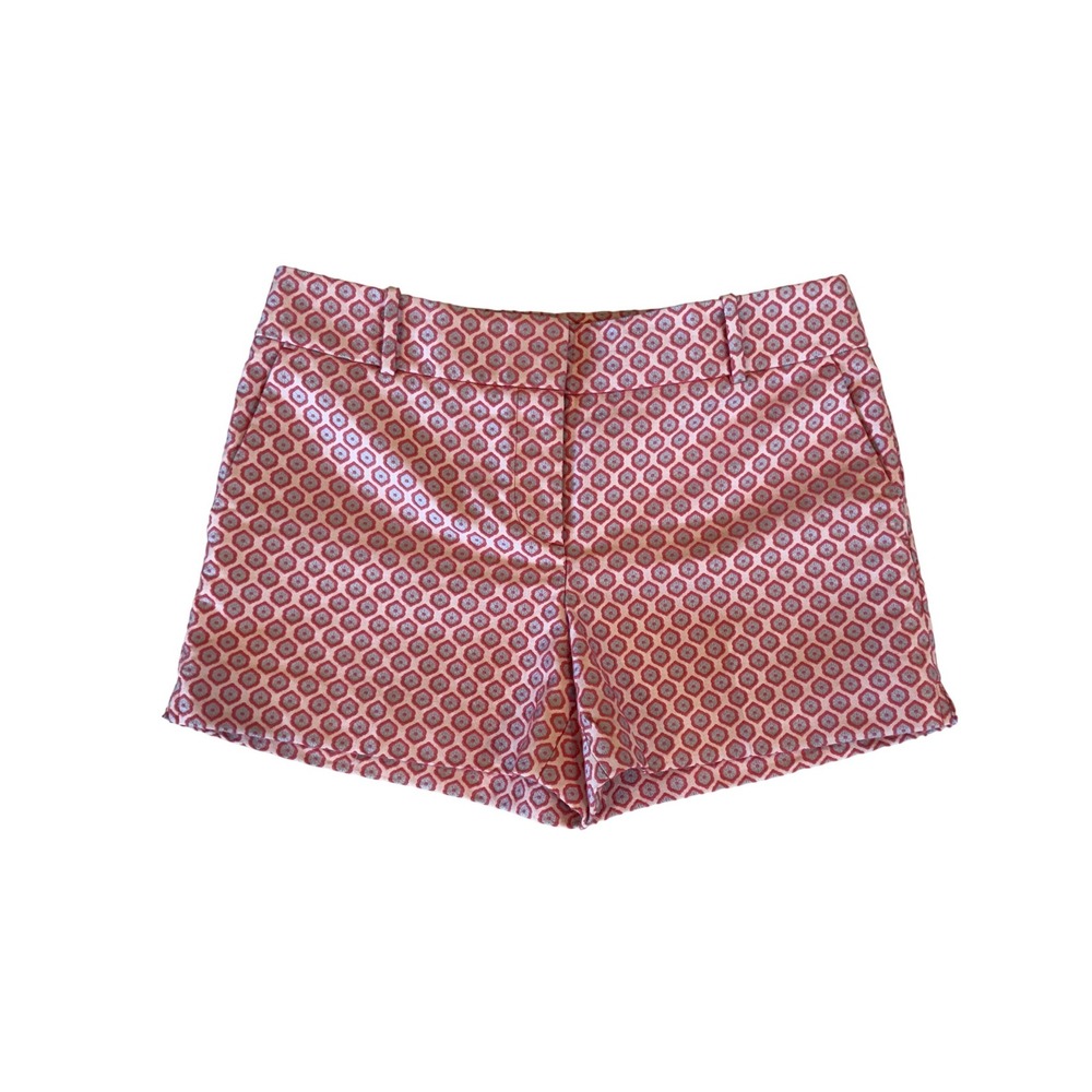 Ann Taylor LOFT Riviera Shorts Pink Blue Geometric Jacquard Medallion Size 8